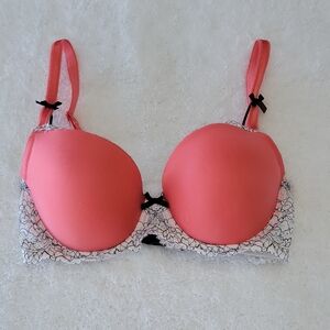 Victoria's Secret Dream Angels Coral Lined Demi Bra In 34D NWOT
